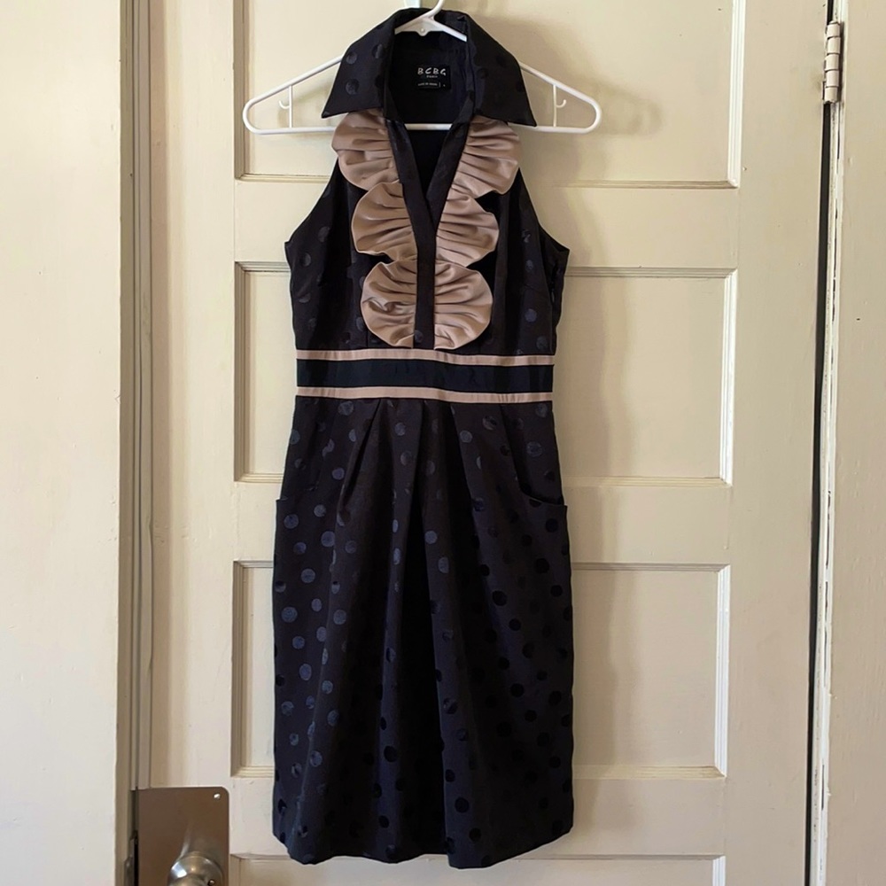 BCBG Polka Dot Halter Cocktail Dress Size 4